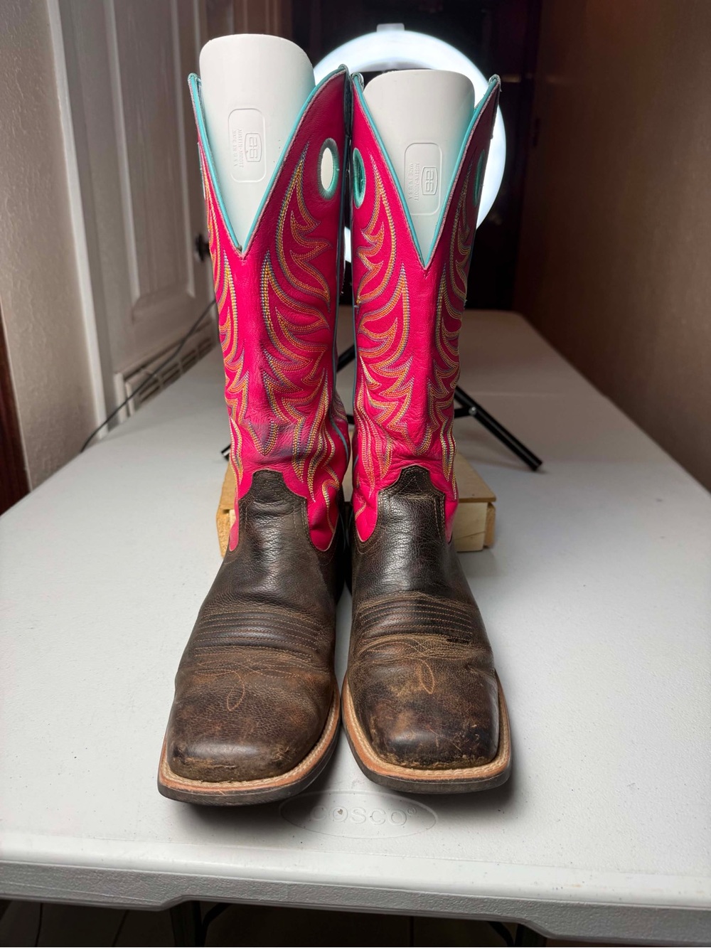 Ariat Ladies Round Up Ryder Yukon Chocolate & Magenta Boots Sz 9.5 - Picture 3 of 7